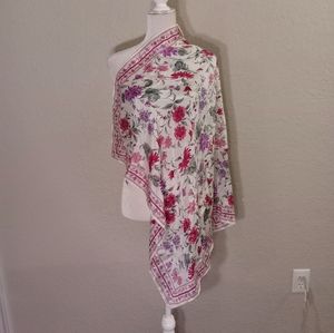 The Specialty House Silk Floral Print Vintage Scarf